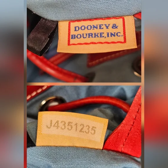 Dooney & Bourke Multicolor Splat Print Drawstring Tote with Red Trim - Picture 3 of 9